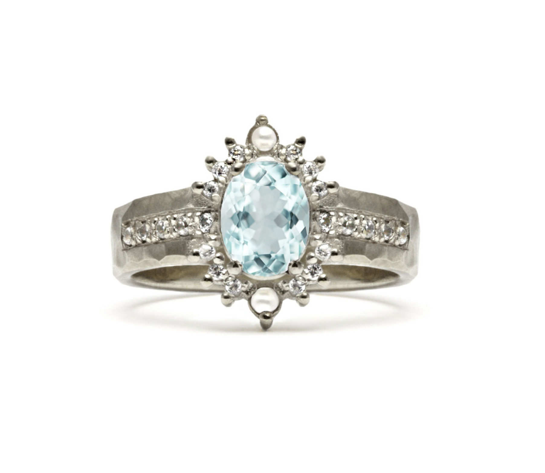 טבעת אירוסין אקווה מרין ויהלומים, טבעת אירוסין אבן תכלת, טבעת אירוסין מעוצבת לאישה יהלומים ואבן אקווה מרין