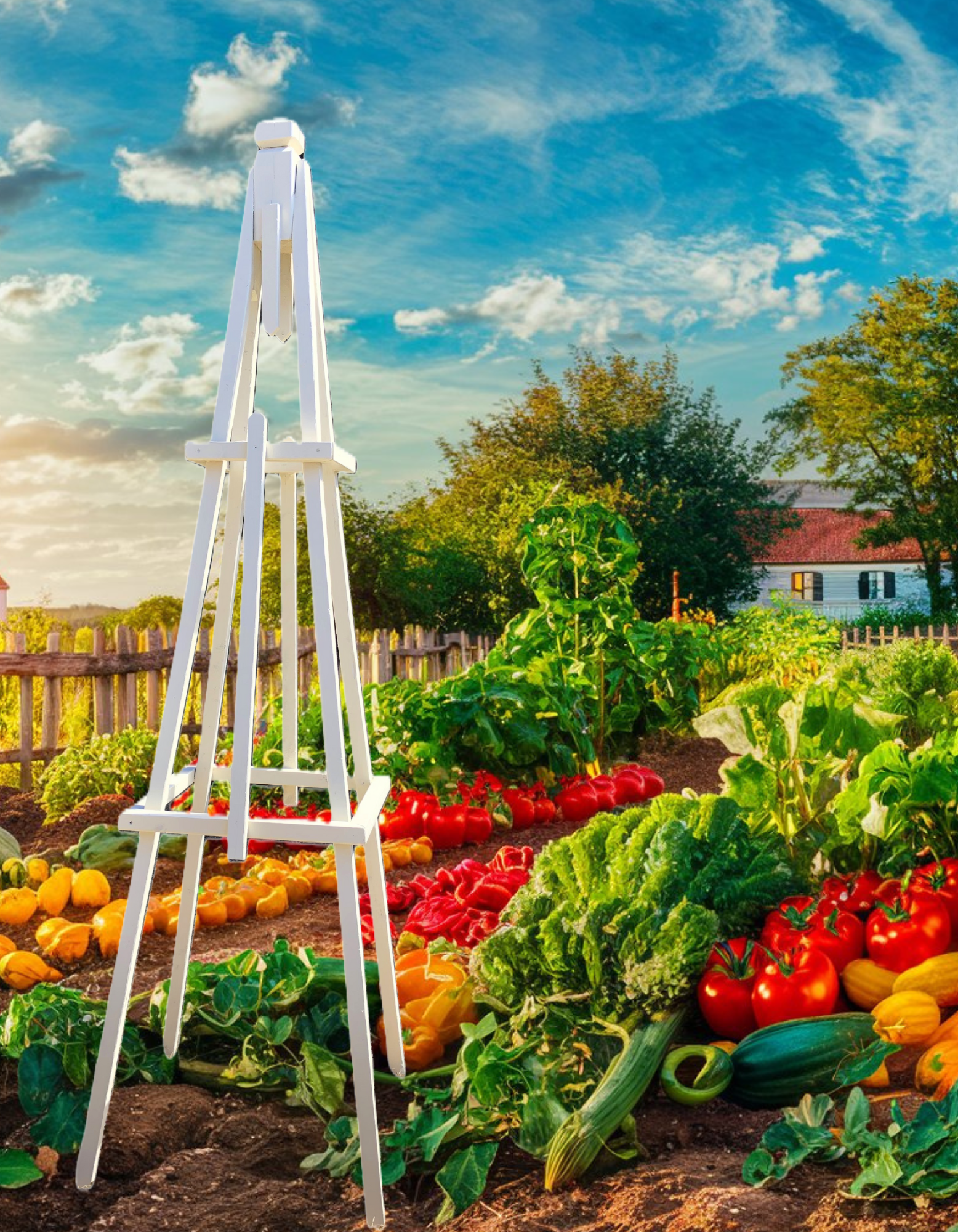 Obélisque de jardin, treillis pour tomate, concombre ou plante grimpante, décoration de cours, en bois traité