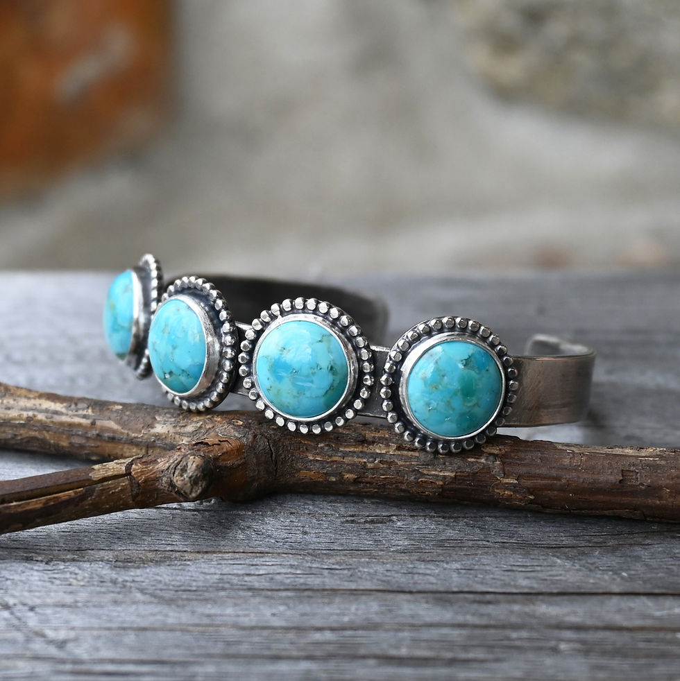 Thumbnail: Blue Kingman Turquoise Sterling Silver Cuff Bracelet