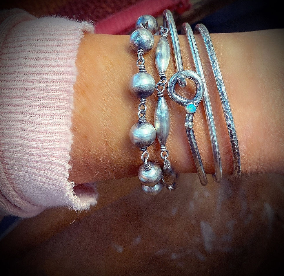 Thumbnail: Sterling silver melon bead bracelet