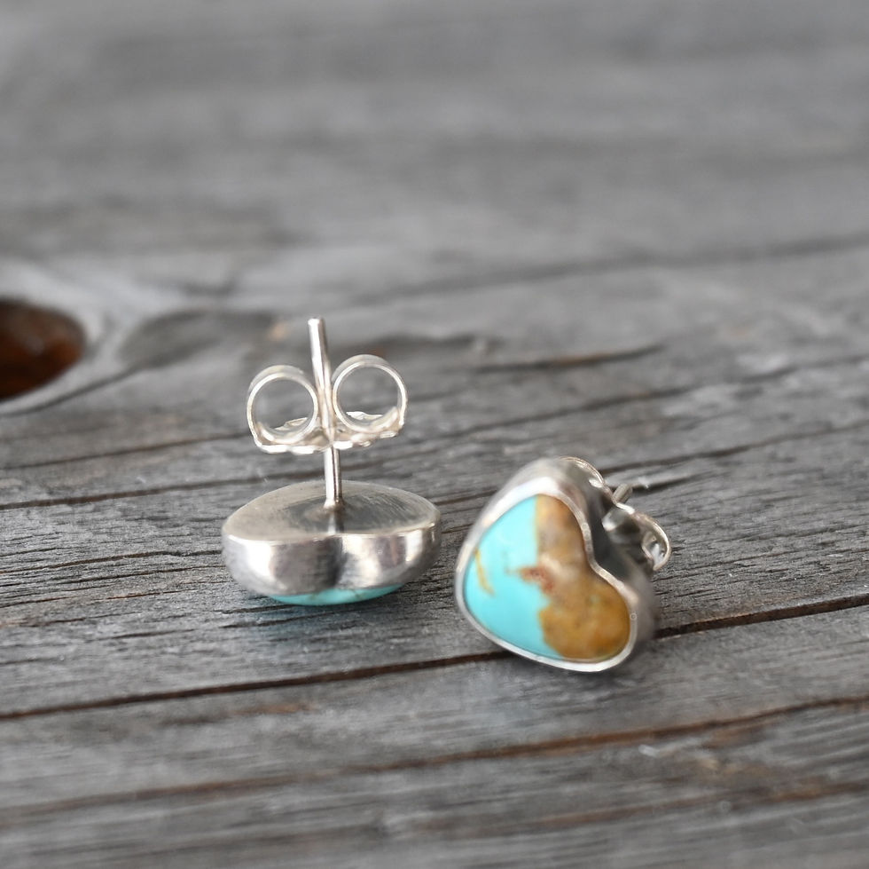 Thumbnail: Kingman Turquoise Heart Stud Earrings