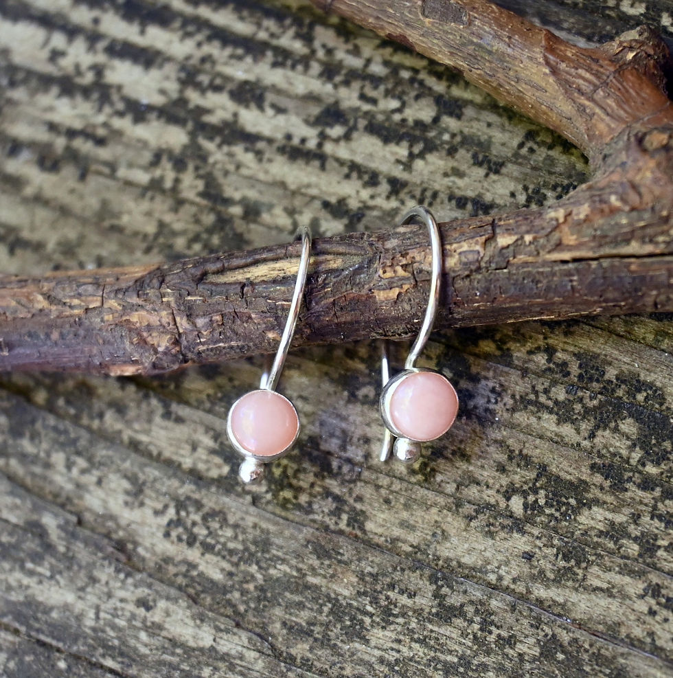 Thumbnail: Pink Opal Sterling Silver Dangle Earrings