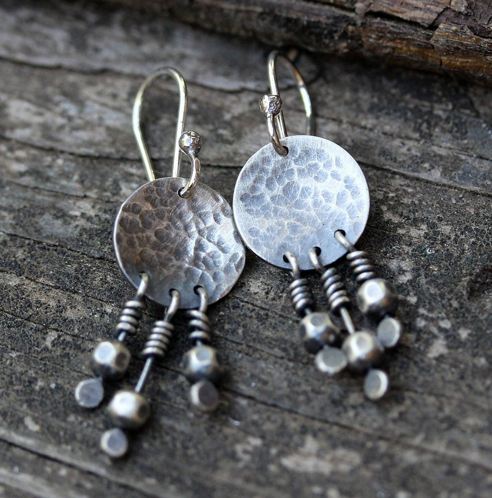 Thumbnail: Fringe sterling silver dangle earrings