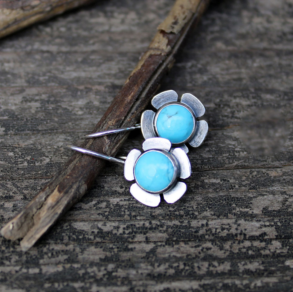 Thumbnail: Blue Kingman turquoise sterling silver dangle earrings
