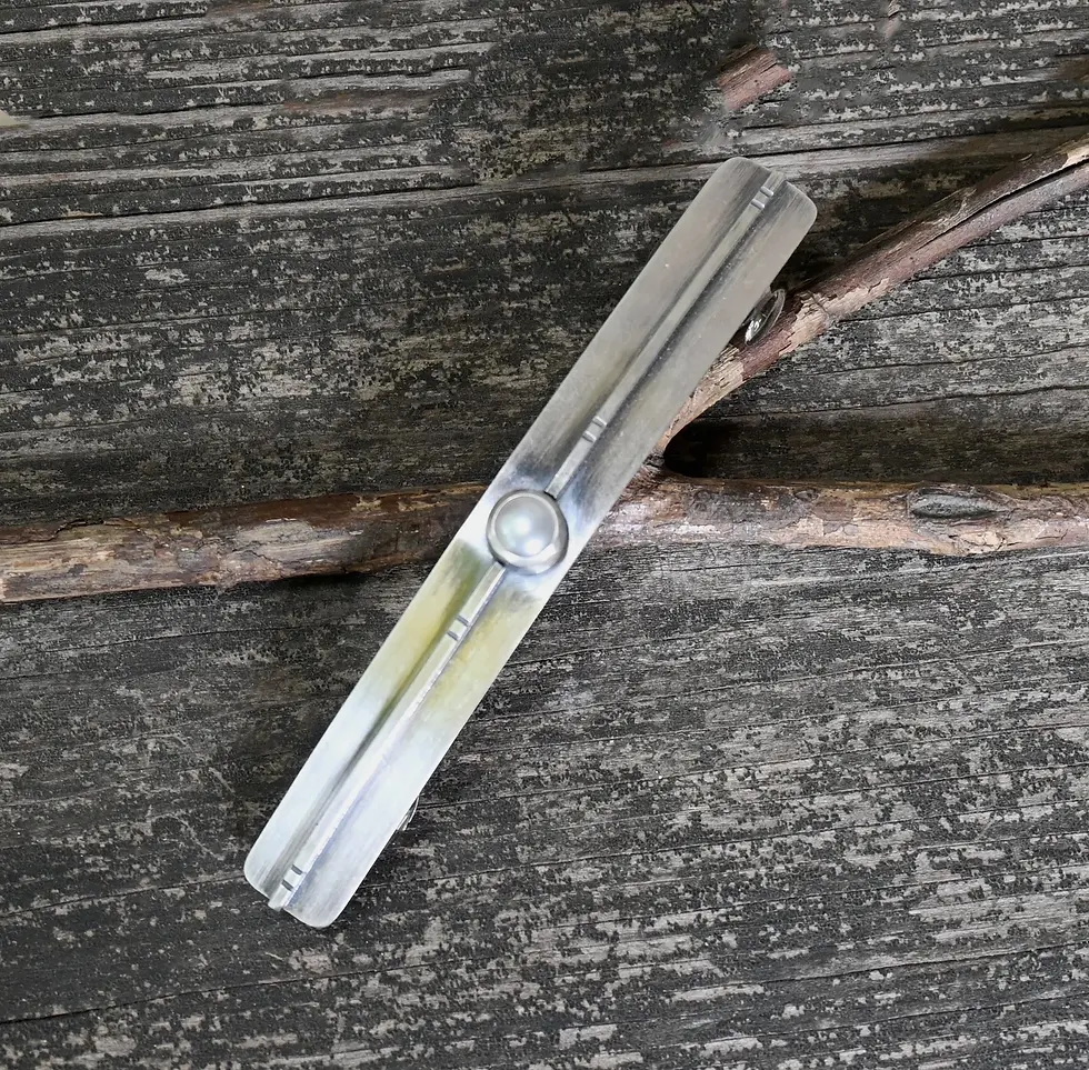 Thumbnail: White pearl sterling silver barrette