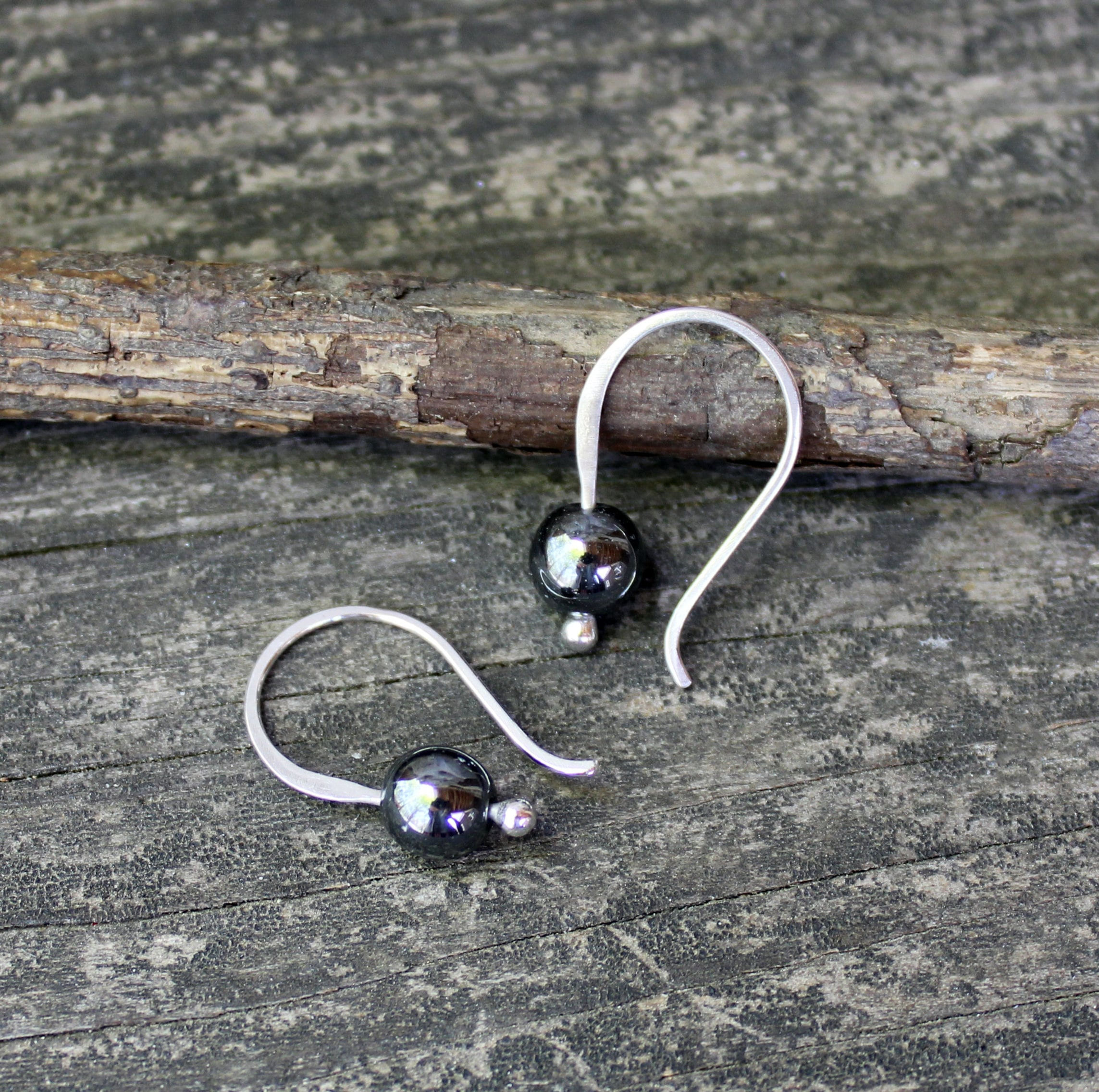 Hematite sterling silver dangle earrings