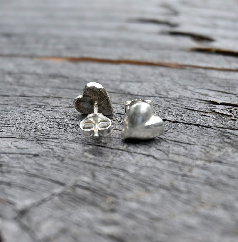 Thumbnail: Pure Silver Heart Stud Earrings 8mm