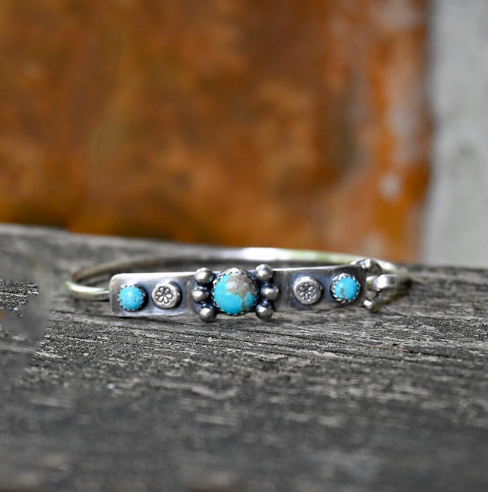 Thumbnail: Kingman turquoise sterling silver bangle bracelet