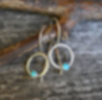 Thumbnail: Kingman turquoise sterling silver circle dangle earrings