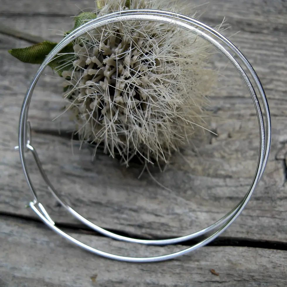 Thumbnail: Large sterling silver hoop earrings