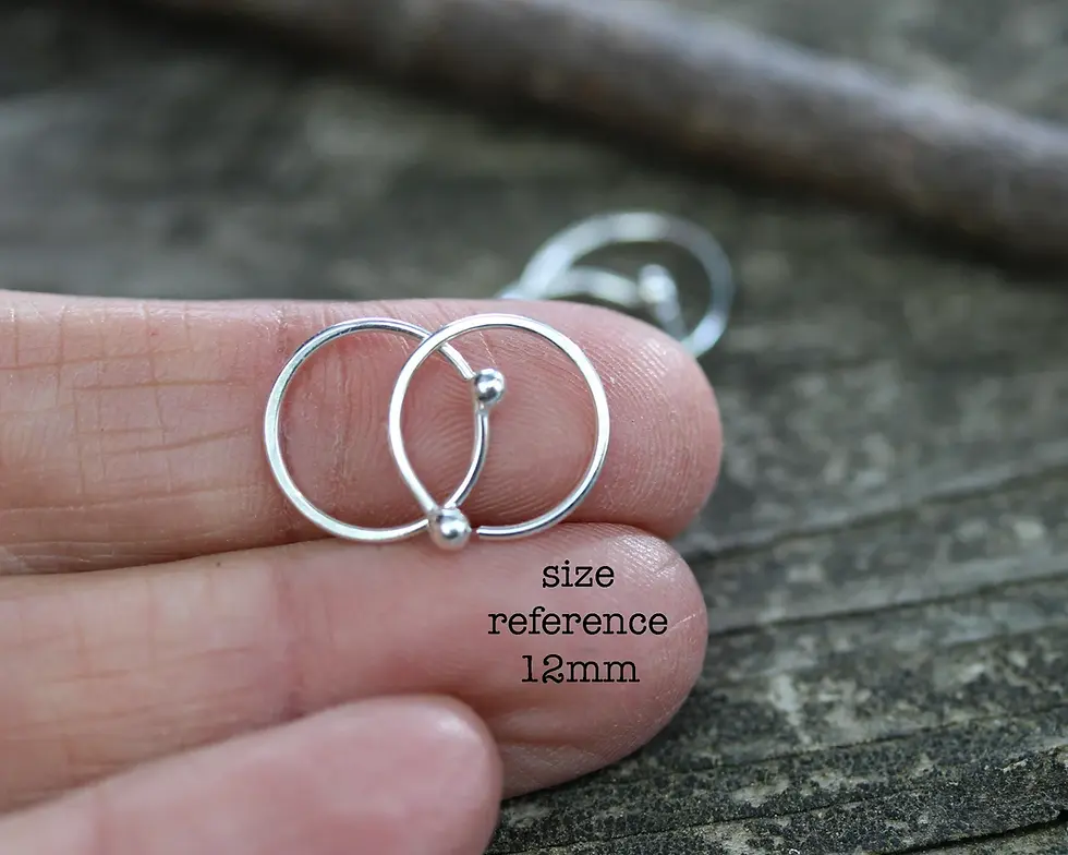 Thumbnail: Tiny sterling silver budded hoops set on 4
