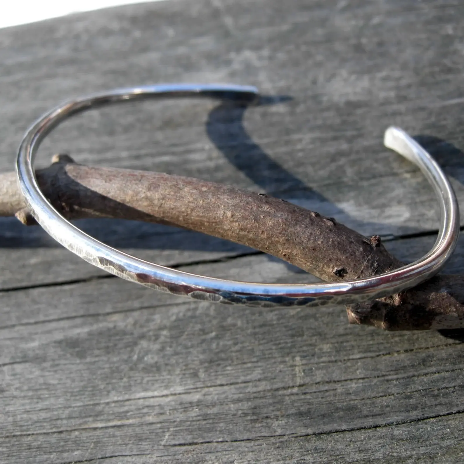 Sterling silver hammered cuff bracelet