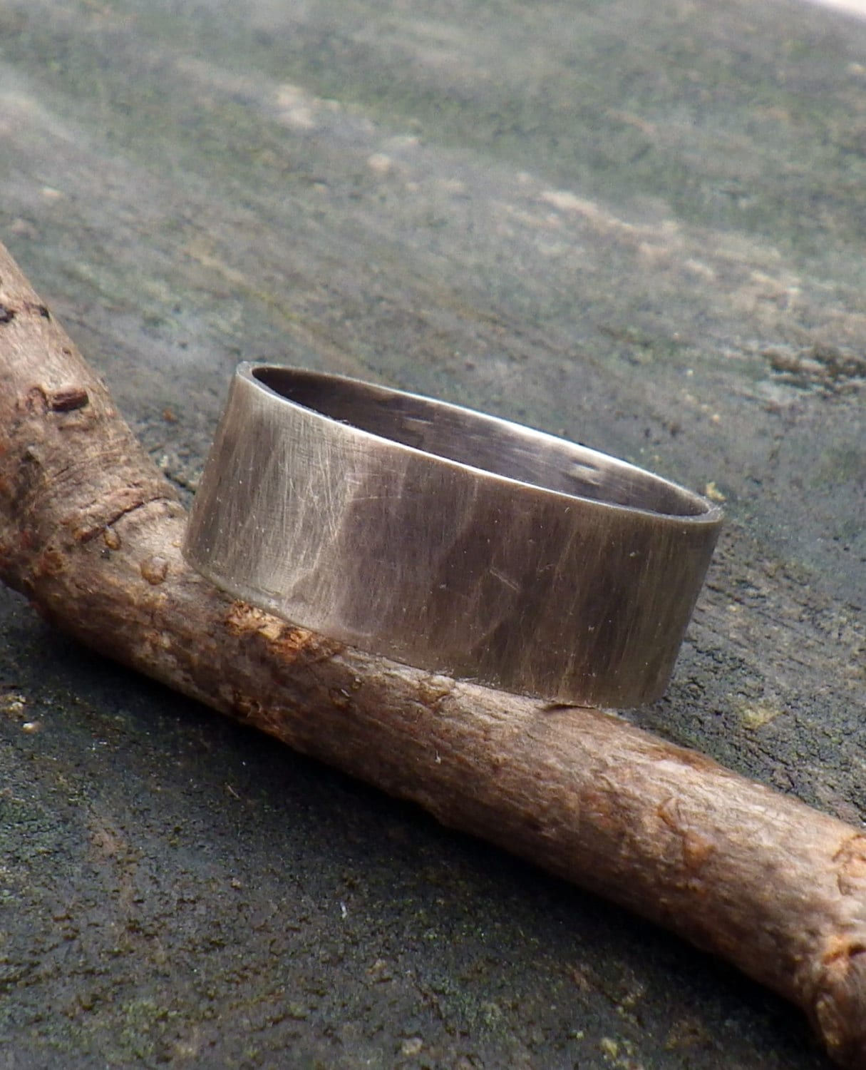 Men's hammered sterling silver band