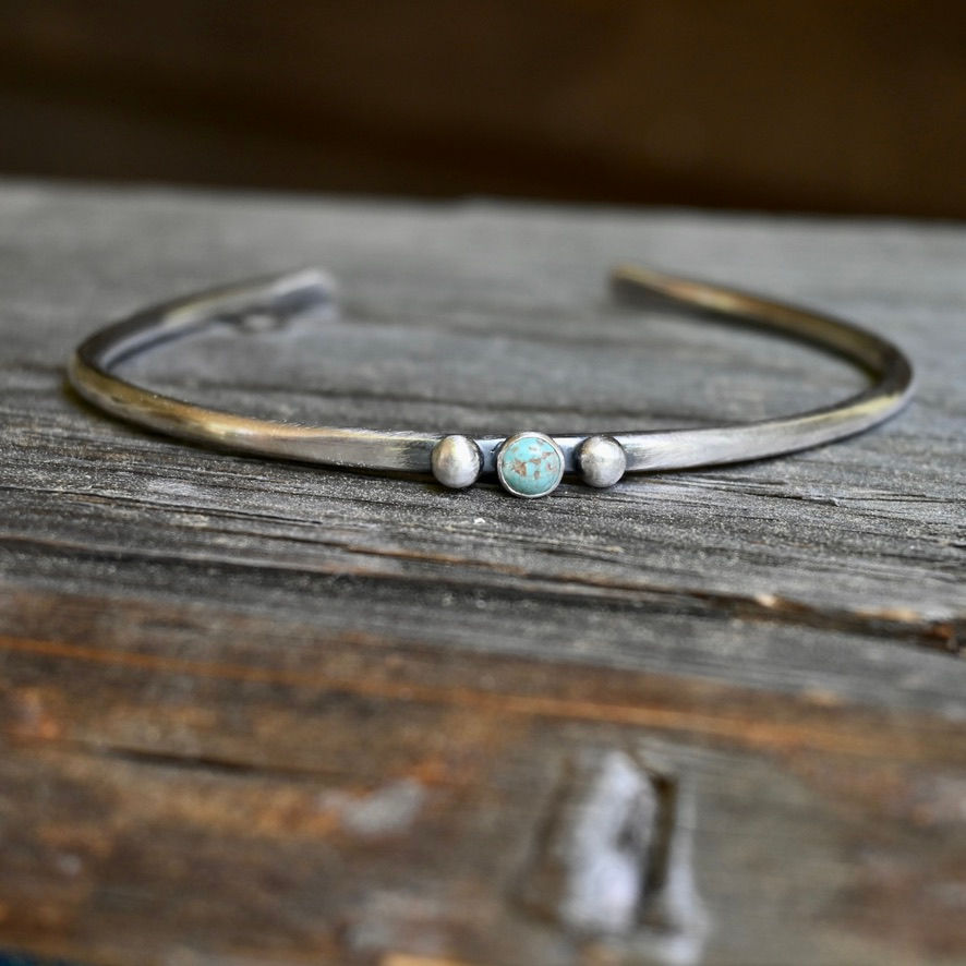 Thumbnail: Number 8 Mine Turquoise Sterling Silver Cuff Bracelet
