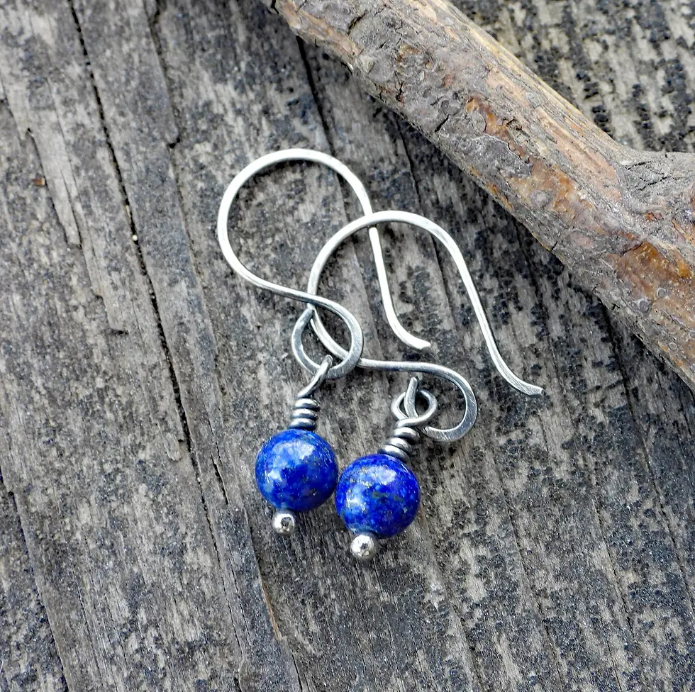 Thumbnail: Lapis lazuli sterling silver dangle earrings