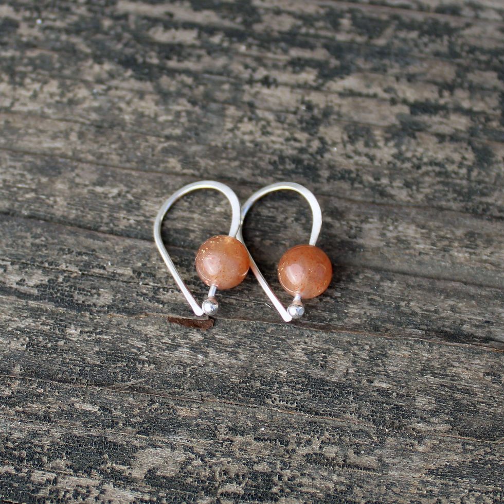 Thumbnail: Sunstone sterling silver open hoop earrings