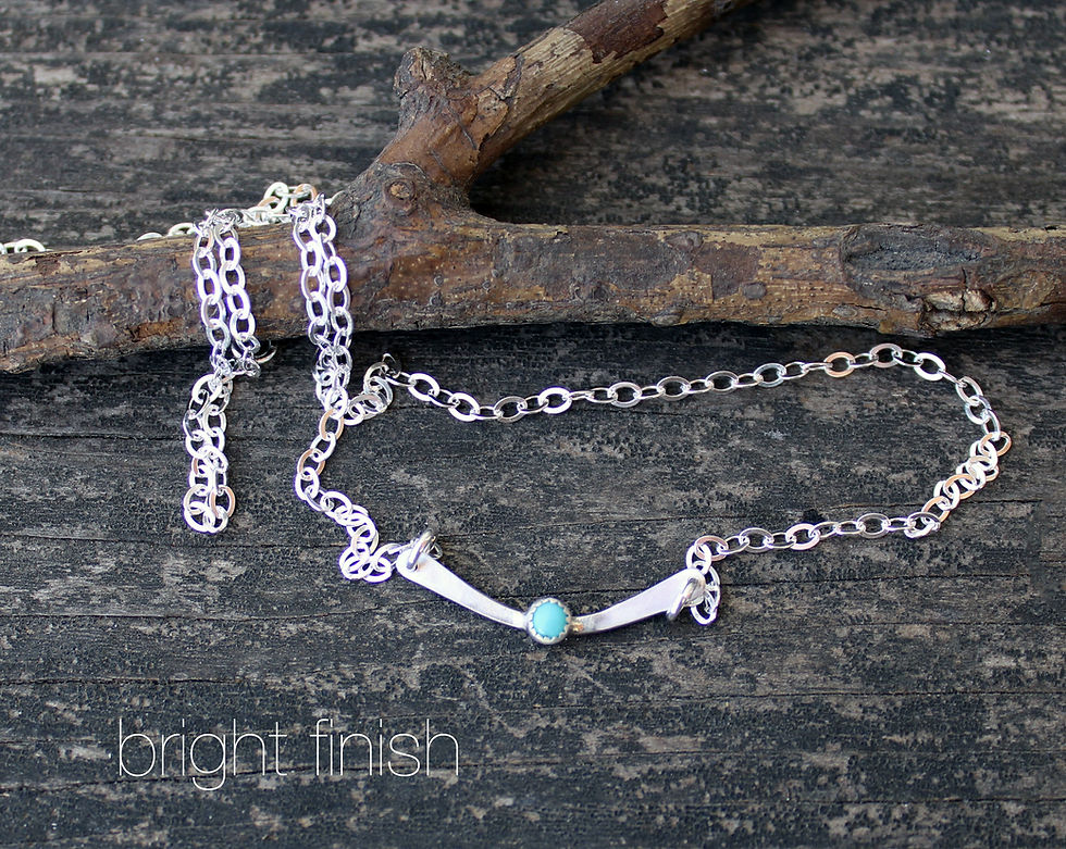 Thumbnail: Tiny blue Kingman turquoise sterling silver necklace