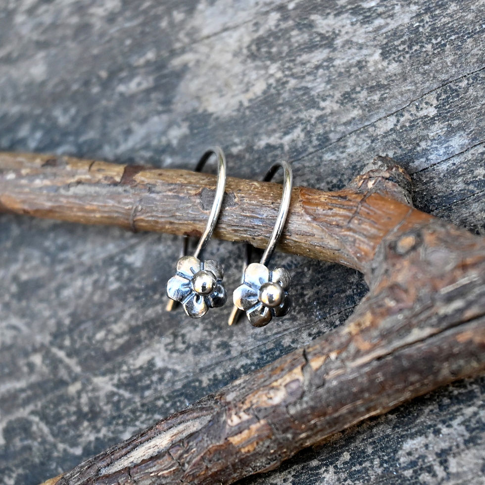 Thumbnail: Flower sterling silver dangle earrings