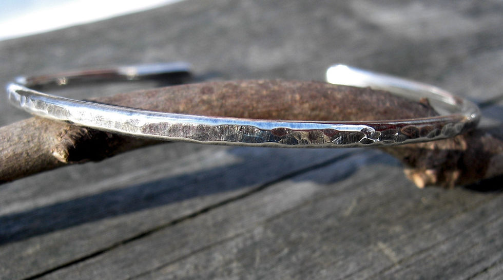 Thumbnail: Sterling silver hammered cuff bracelet