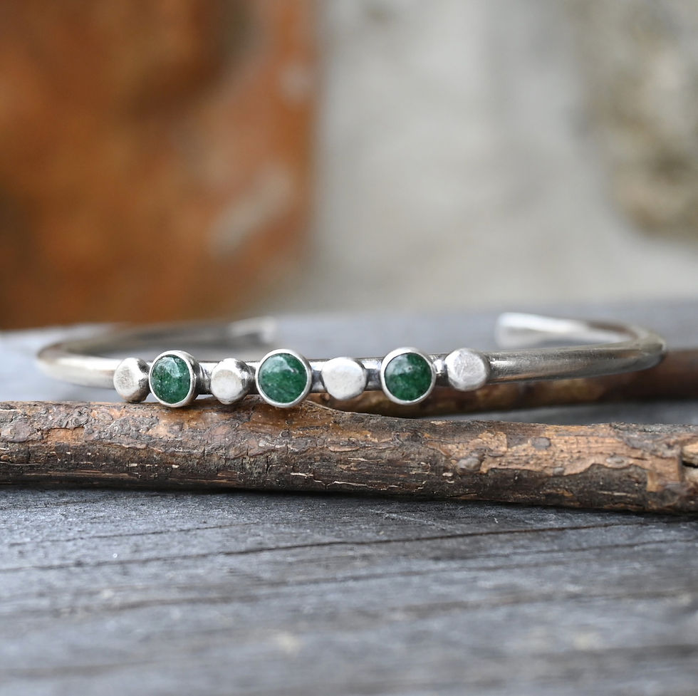 Thumbnail: Aventurine Sterling Silver Cuff Bracelet