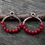 Thumbnail: Red coral beaded sterling silver hoop dangle earrings