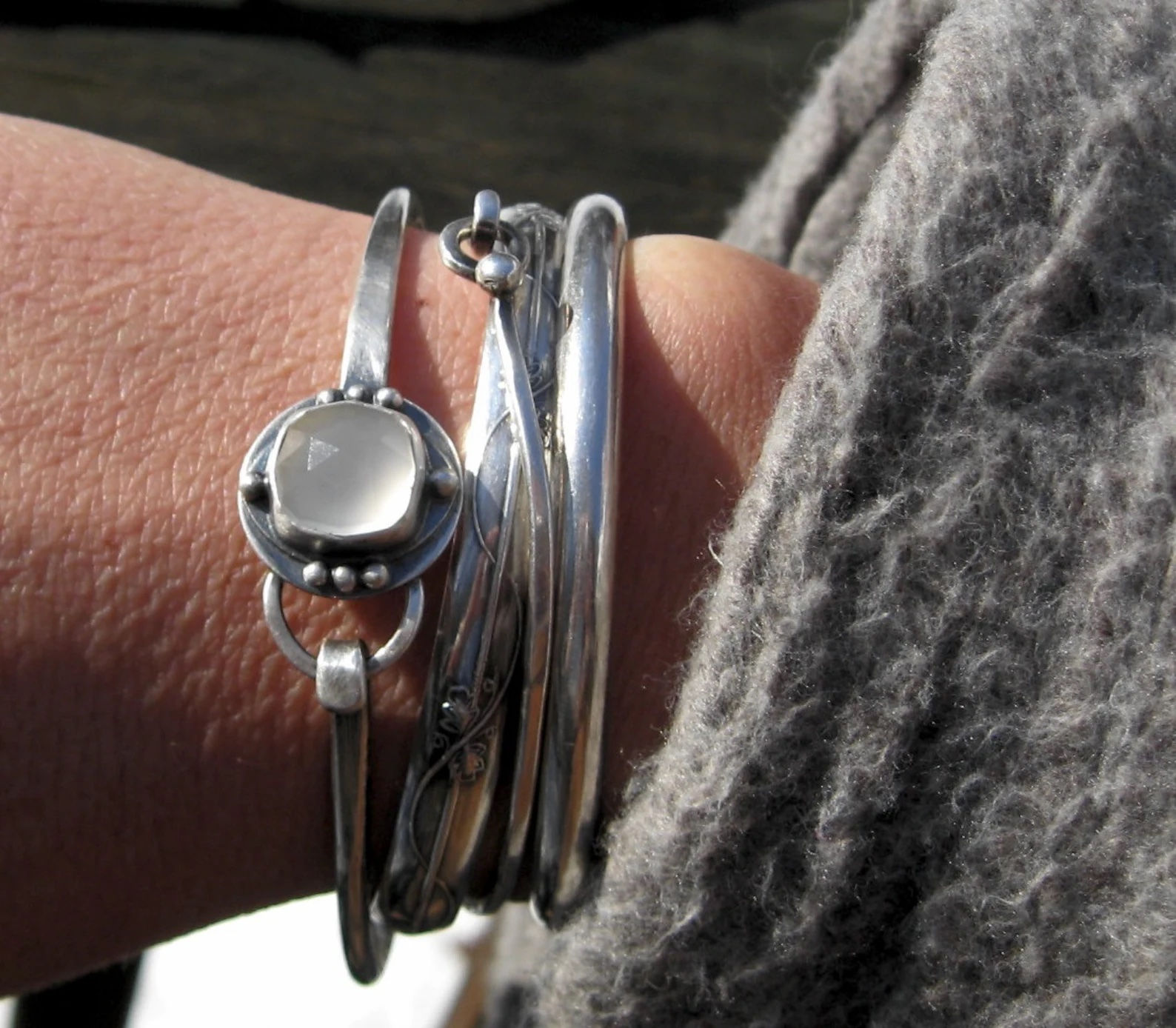 Moonstone sterling silver bracelet