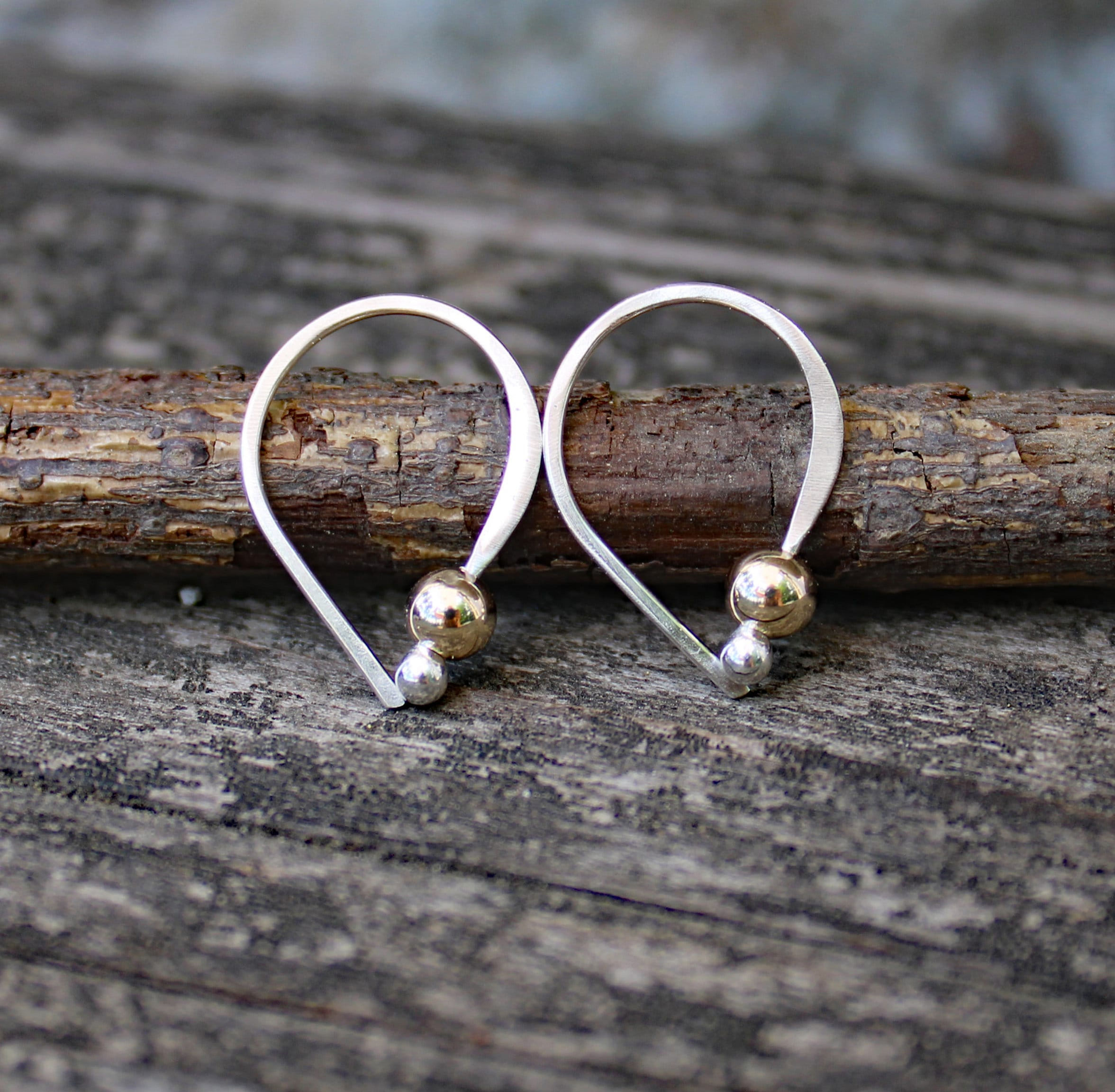 Gold and Sterling Silver Tiny Dangle Earrings