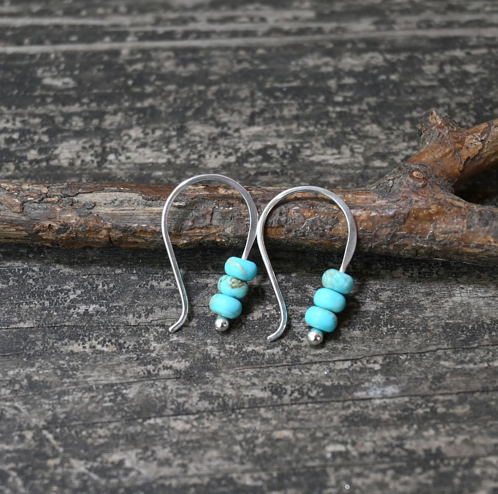 Thumbnail: TINY blue turquoise jasper dangle earrings