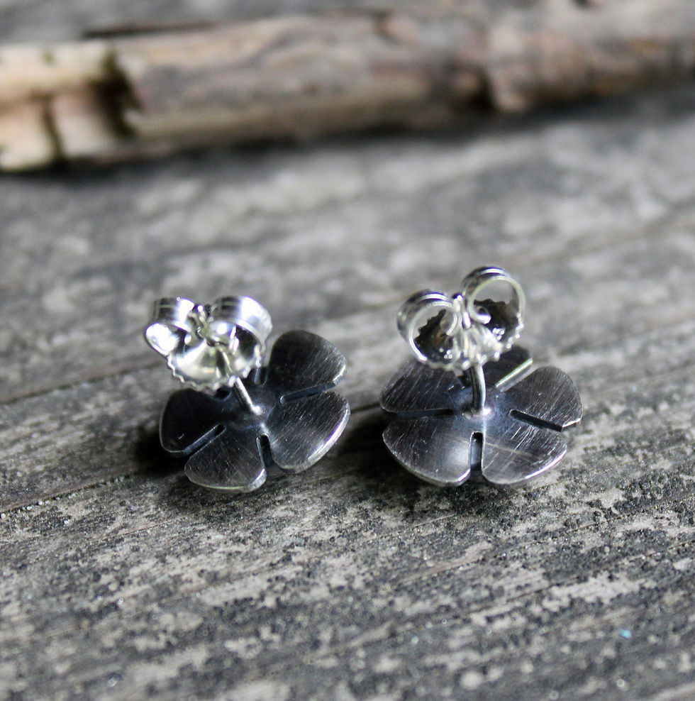 Thumbnail: Blue Kingman turquoise sterling silver flower stud earrings
