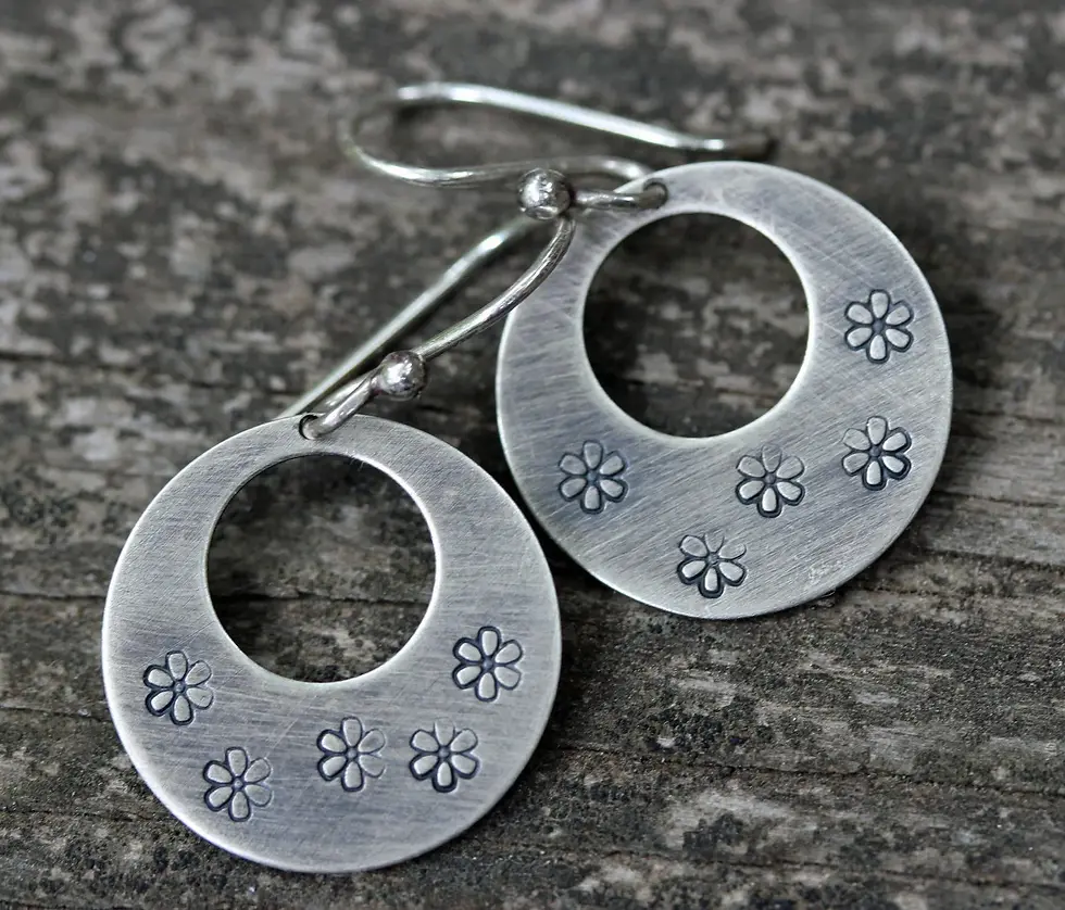 Thumbnail: Sterling silver daisy dangle earrings