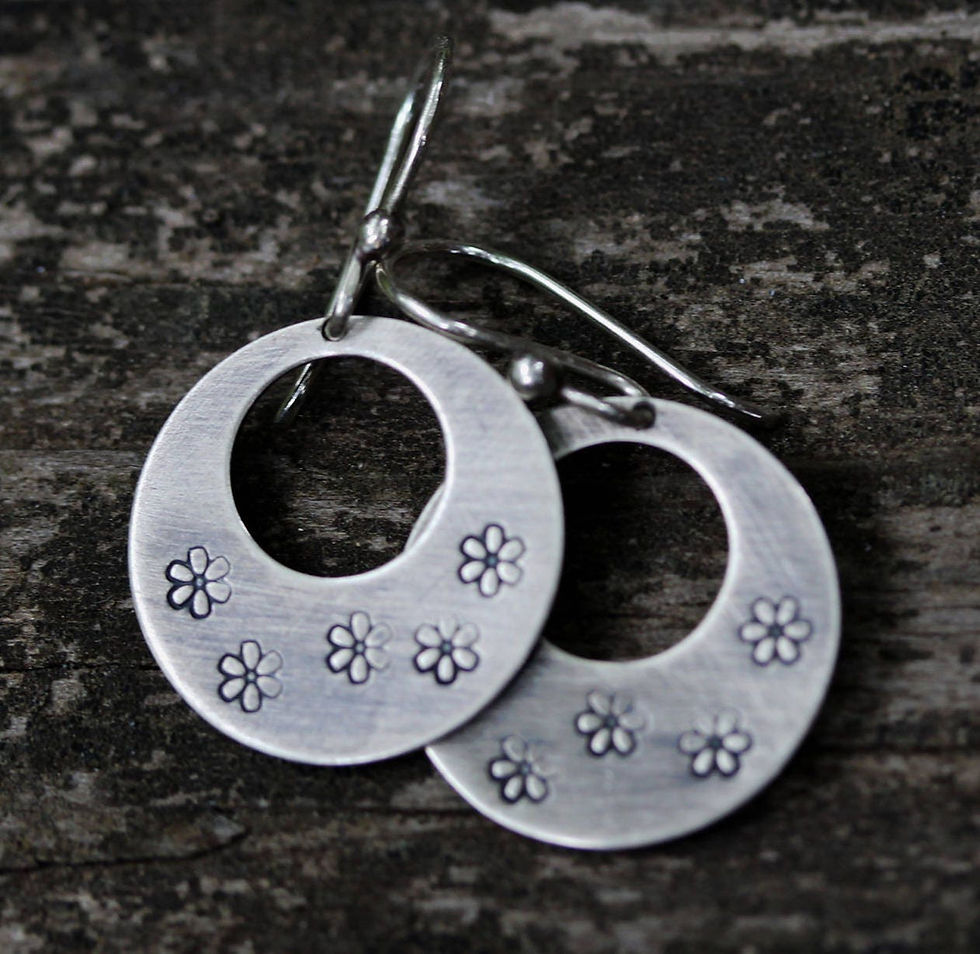 Thumbnail: Sterling silver daisy dangle earrings