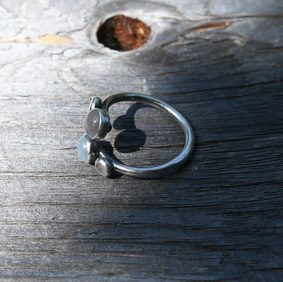 Thumbnail: Aquamarine & Moonstone Sterling Silver Adjustable Wrap Ring