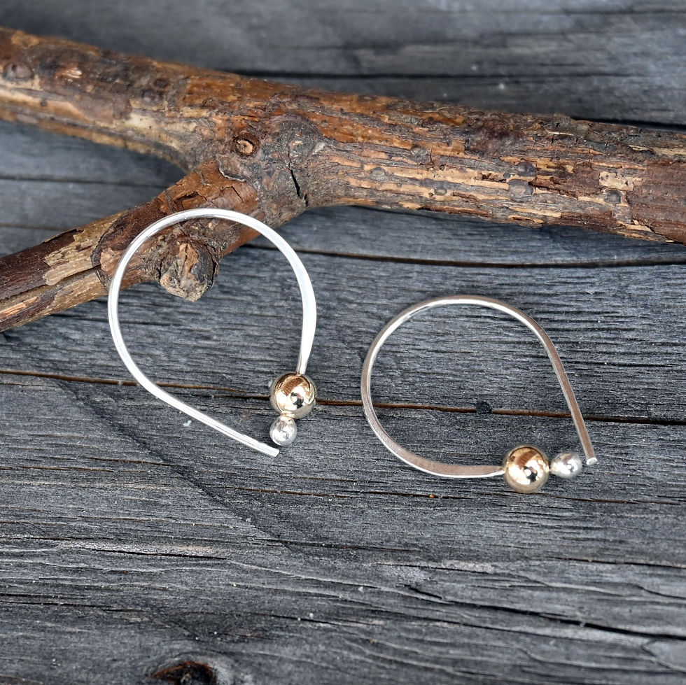Thumbnail: 1" Sterling Silver & Gold Open Hoop Earrings