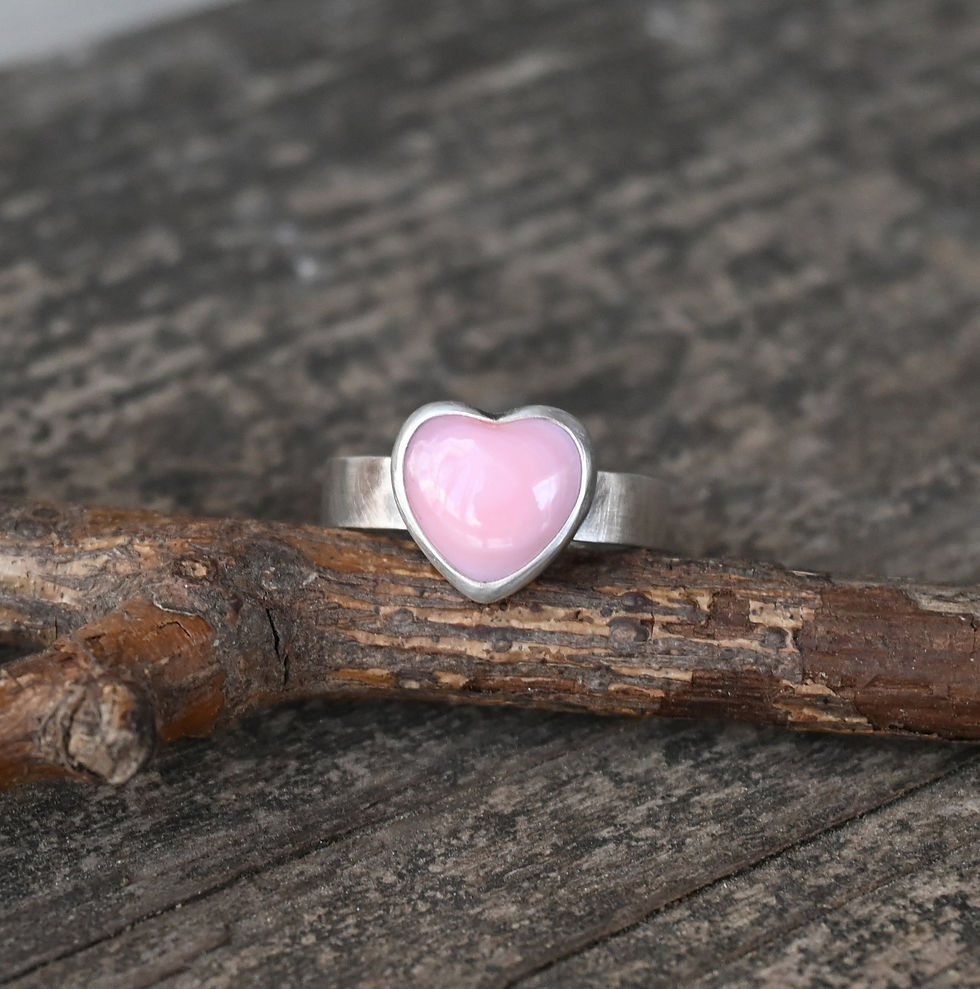 Thumbnail: Pink heart sterling silver ring