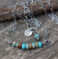 Turquoise jasper sterling silver beaded necklace