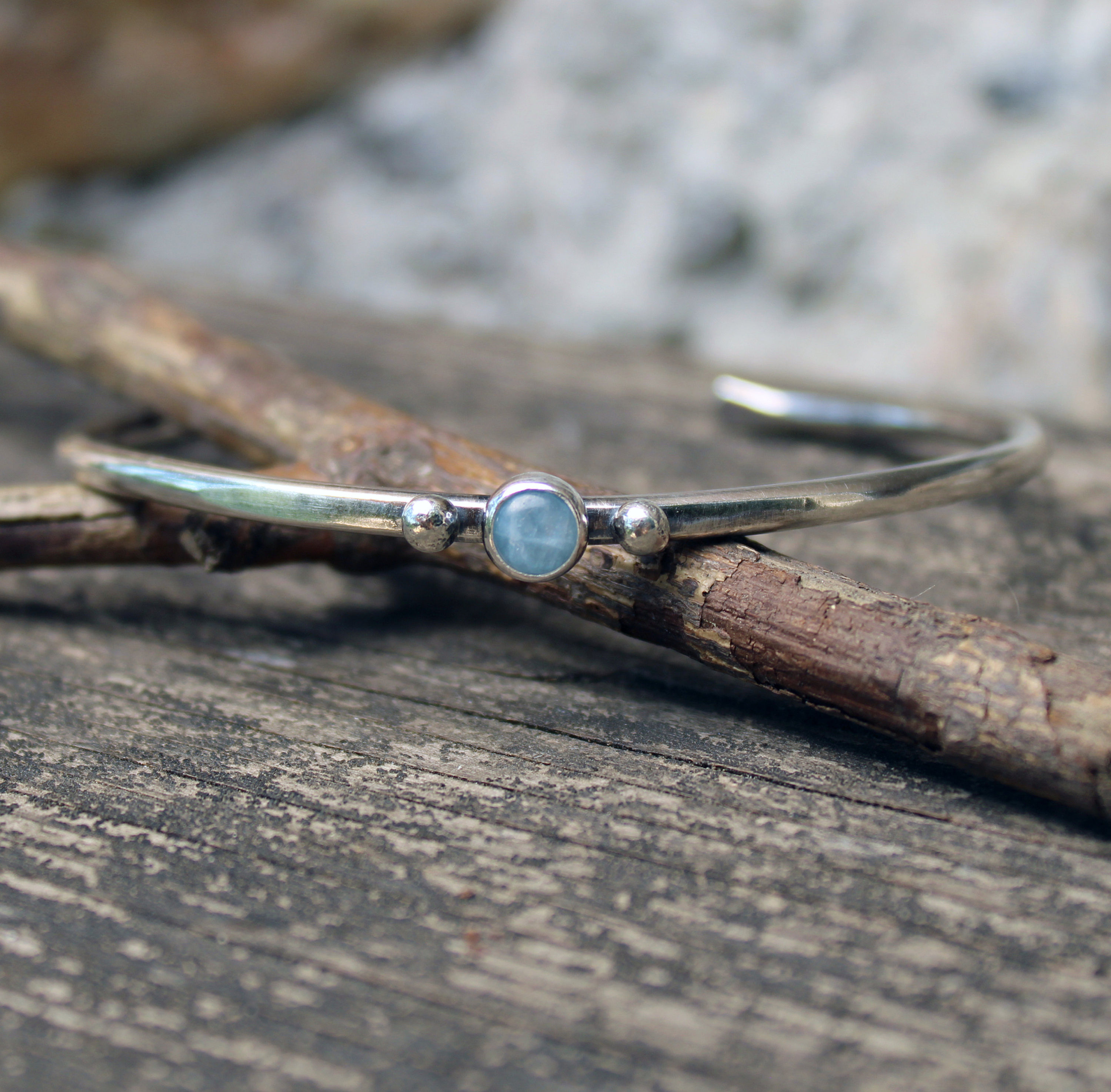 Aquamarine sterling silver cuff bracelet