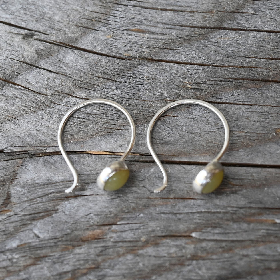 Thumbnail: Yellow jade sterling silver dangle earrings