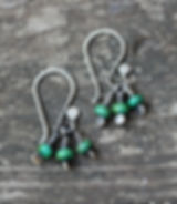 Thumbnail: Green turquoise sterling silver beaded earrings