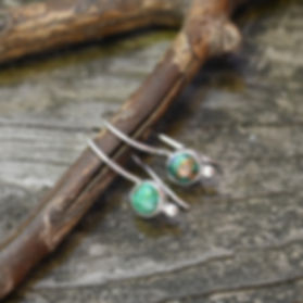 Malachite Azurite Sterling Silver Dangle Earrings