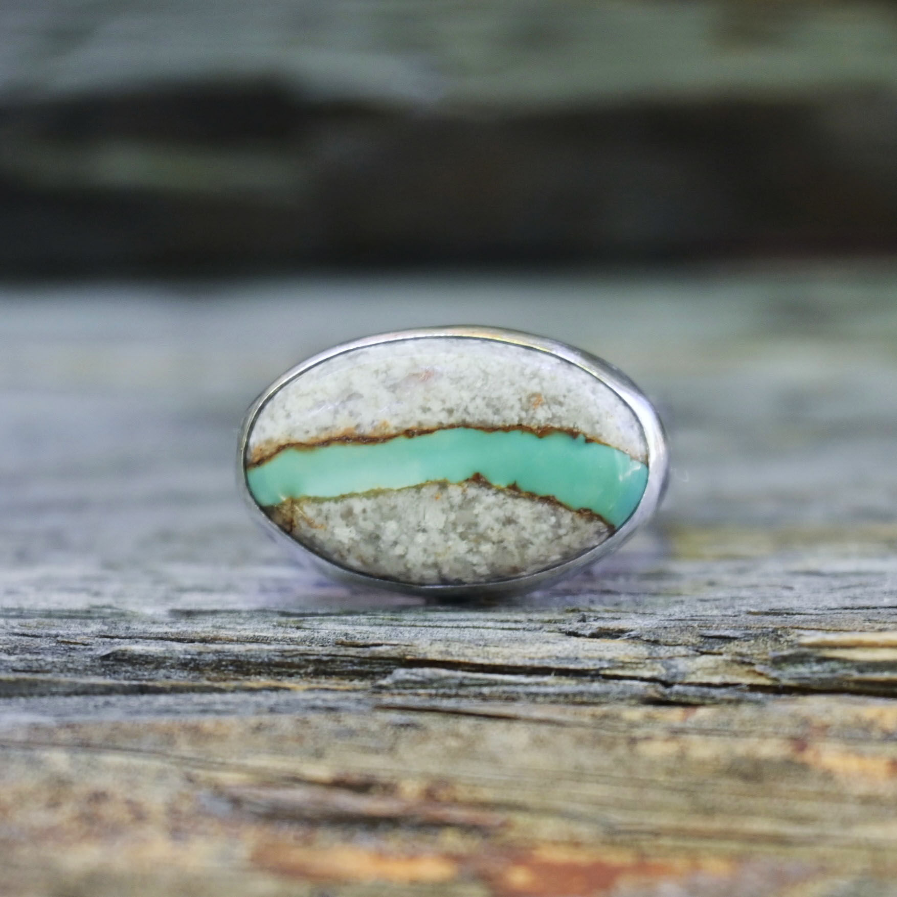 Size 8.75 Blue Ribbon Boulder Turquoise Sterling Silver Ring