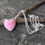 Thumbnail: Pink queen conch heart sterling silver necklace