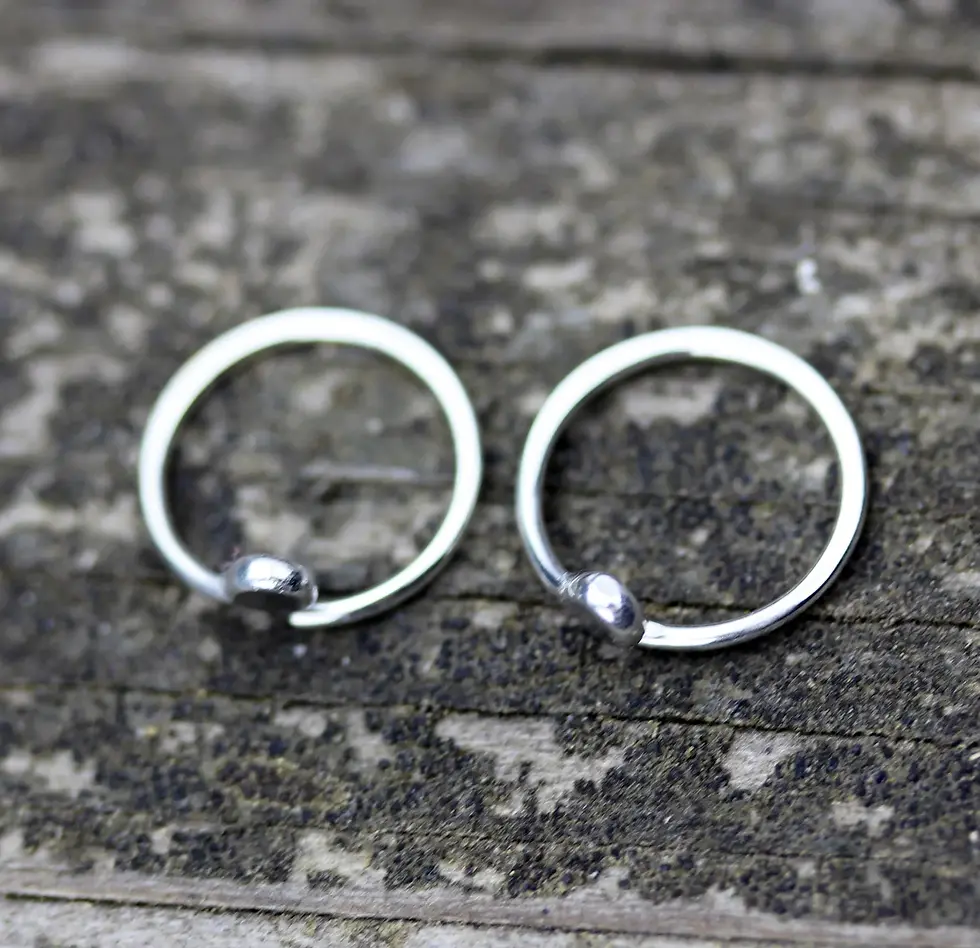 Thumbnail: Tiny curls sterling silver hoop earrings