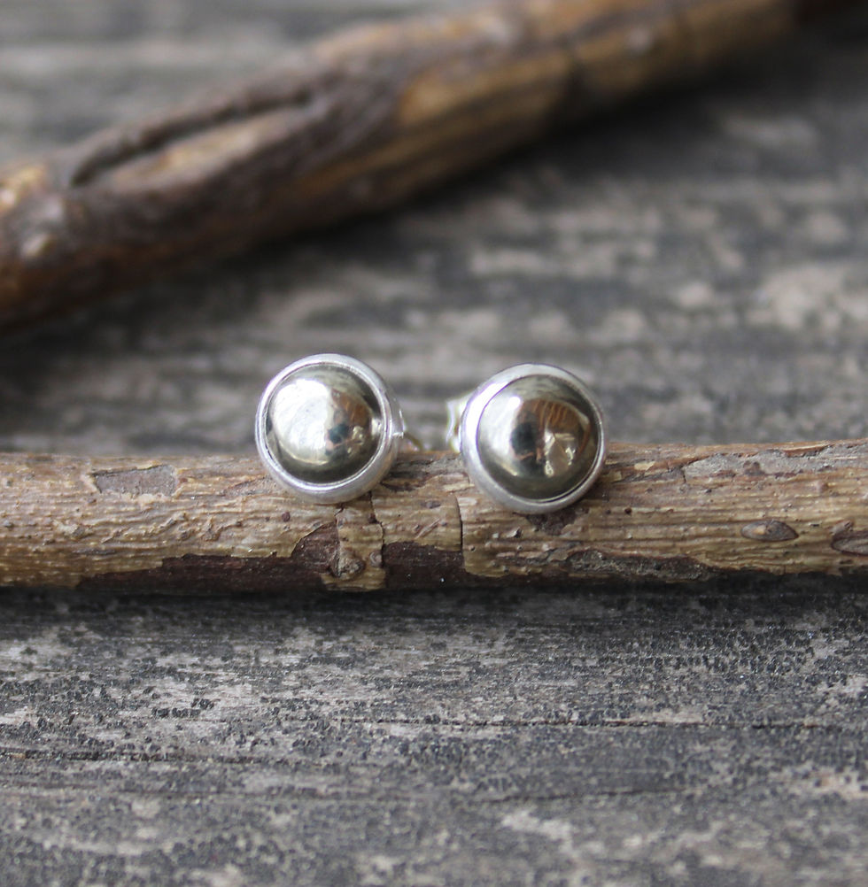 Thumbnail: Golden pyrite sterling silver stud earrings