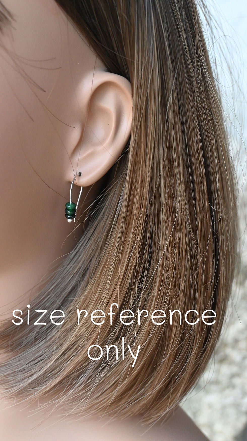 Thumbnail: TINY white jade sterling silver dangle earrings