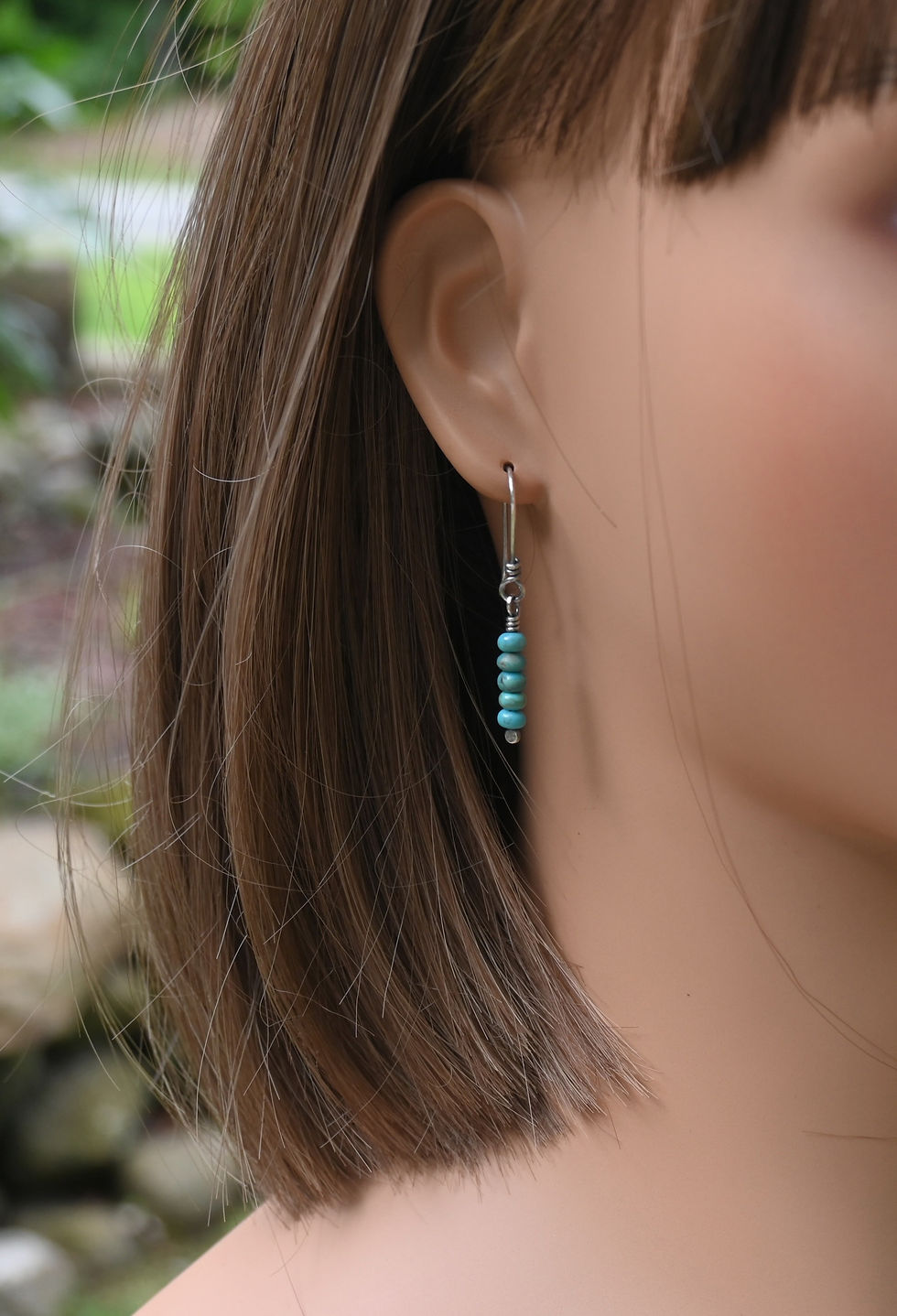Thumbnail: Kingman Turquoise Sterling Silver Dangle Earrings