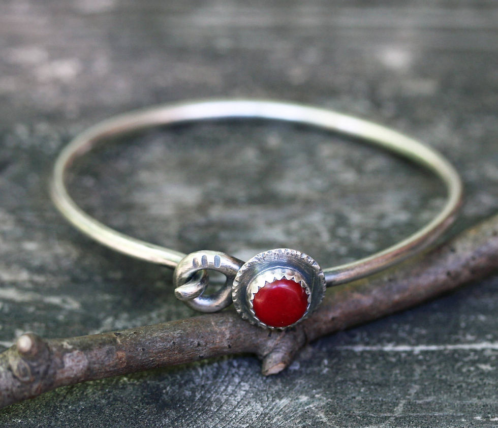 Thumbnail: Rustic coral sterling silver bracelet