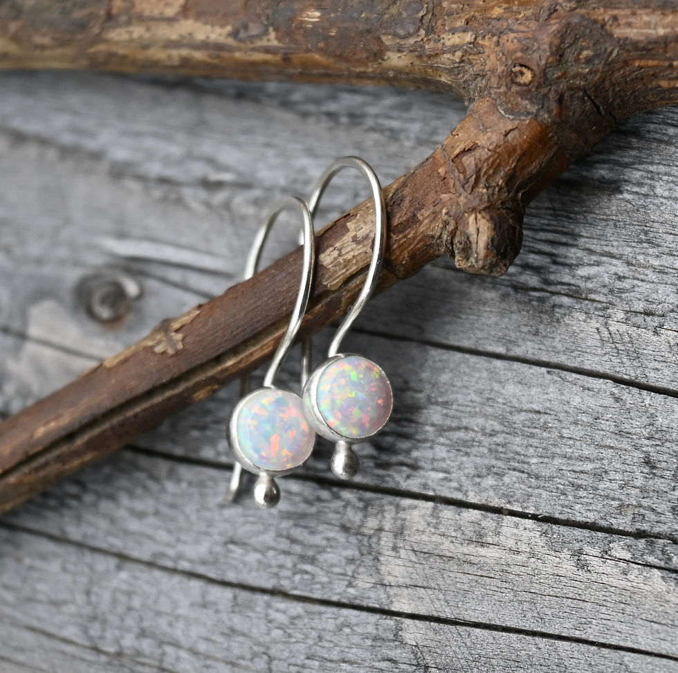 Thumbnail: Opal Sterling Silver Dangle Earrings