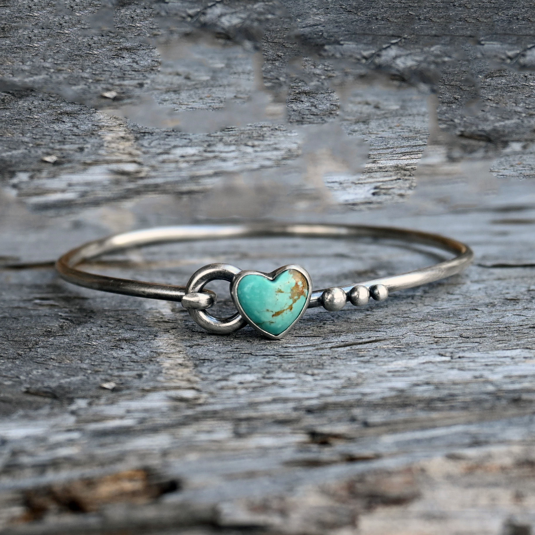 Kingman turquoise heart bangle bracelet