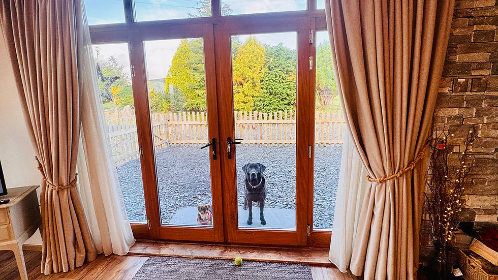 Dog friendly accommodation with enclosed patio area. Cosy accommodation with fire place, jacuzzi bat