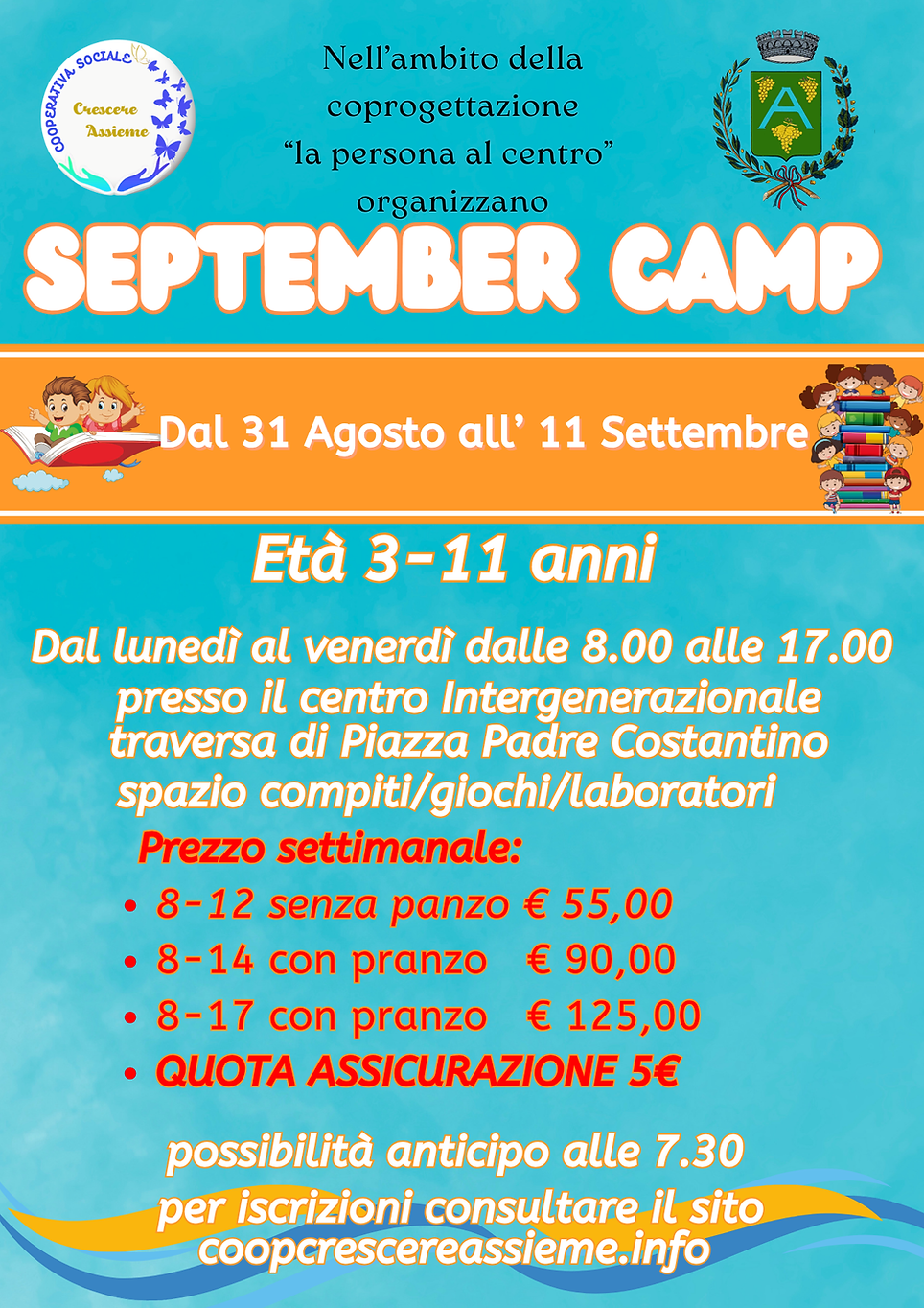 Volantino Gioioso Illustrato Grest Centro Estivo Azzurro Arancione (3).png